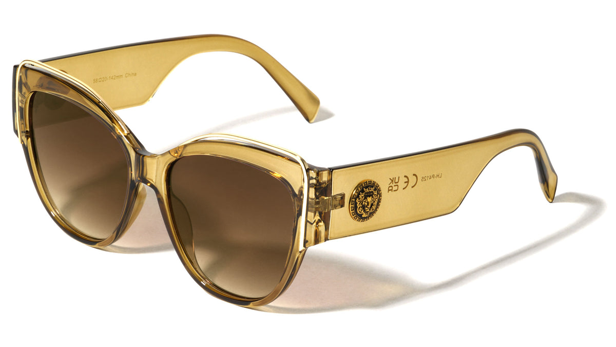 KLEO Gold Brow Coin Emblem Fashion Cat Eye Wholesale Sunglasses