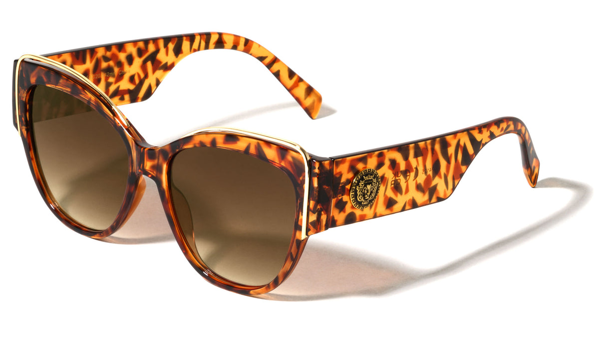 KLEO Gold Brow Coin Emblem Fashion Cat Eye Wholesale Sunglasses