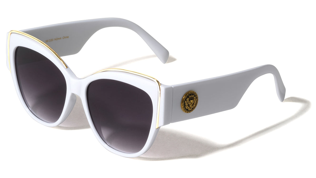 KLEO Gold Brow Coin Emblem Fashion Cat Eye Wholesale Sunglasses