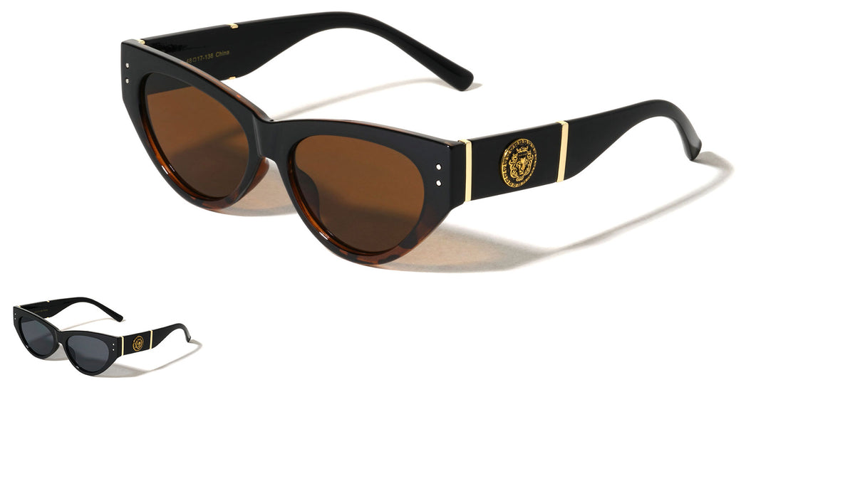 KLEO Coin Lion Emblem Fashion Geometric Cat Eye Wholesale Sunglasses