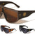 KLEO Oversized Lion Emblem Print One Piece Shield Lens Wholesale Sunglasses