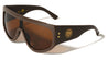 KLEO Oversized Lion Emblem Print One Piece Shield Lens Wholesale Sunglasses