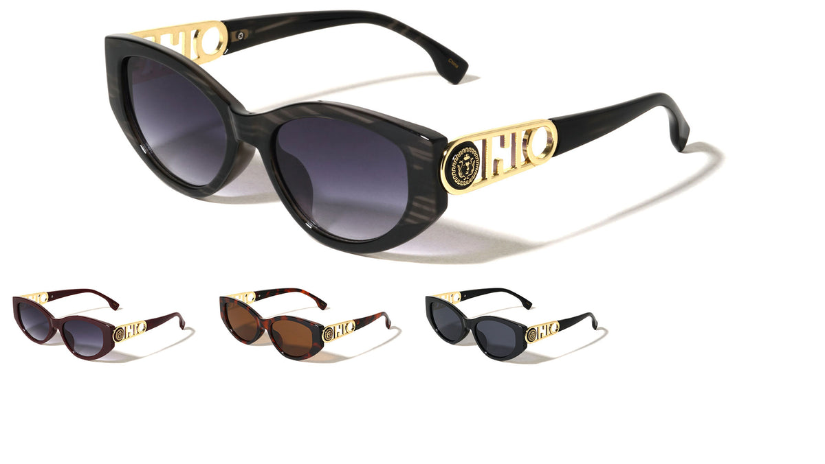 KLEO Hinge Accent Cutout Fashion Cat Eye Wholesale Sunglasses
