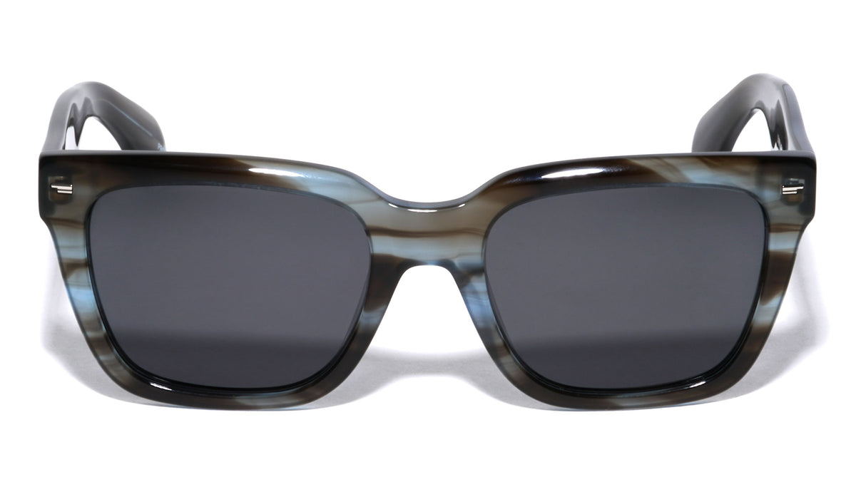 Premium Polarized Lens Acetate Frame Blue Stripe Fade Square Wholesale Sunglasses (not sold by dozen)