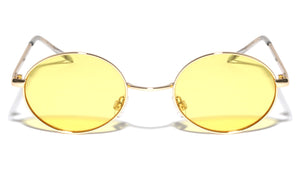 Yellow Lens Retro Rounded Oval Wholesale Sunglasses