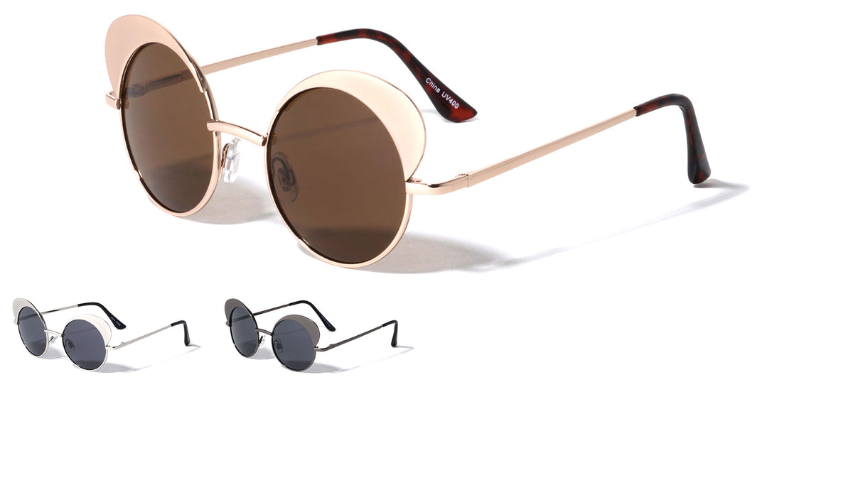Metal Spring Hinge Retro Round Wholesale Sunglasses