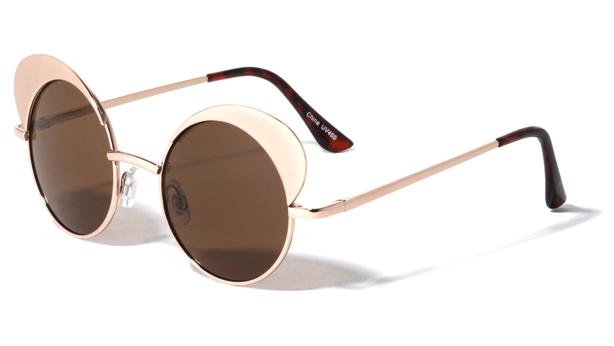 Metal Spring Hinge Retro Round Wholesale Sunglasses