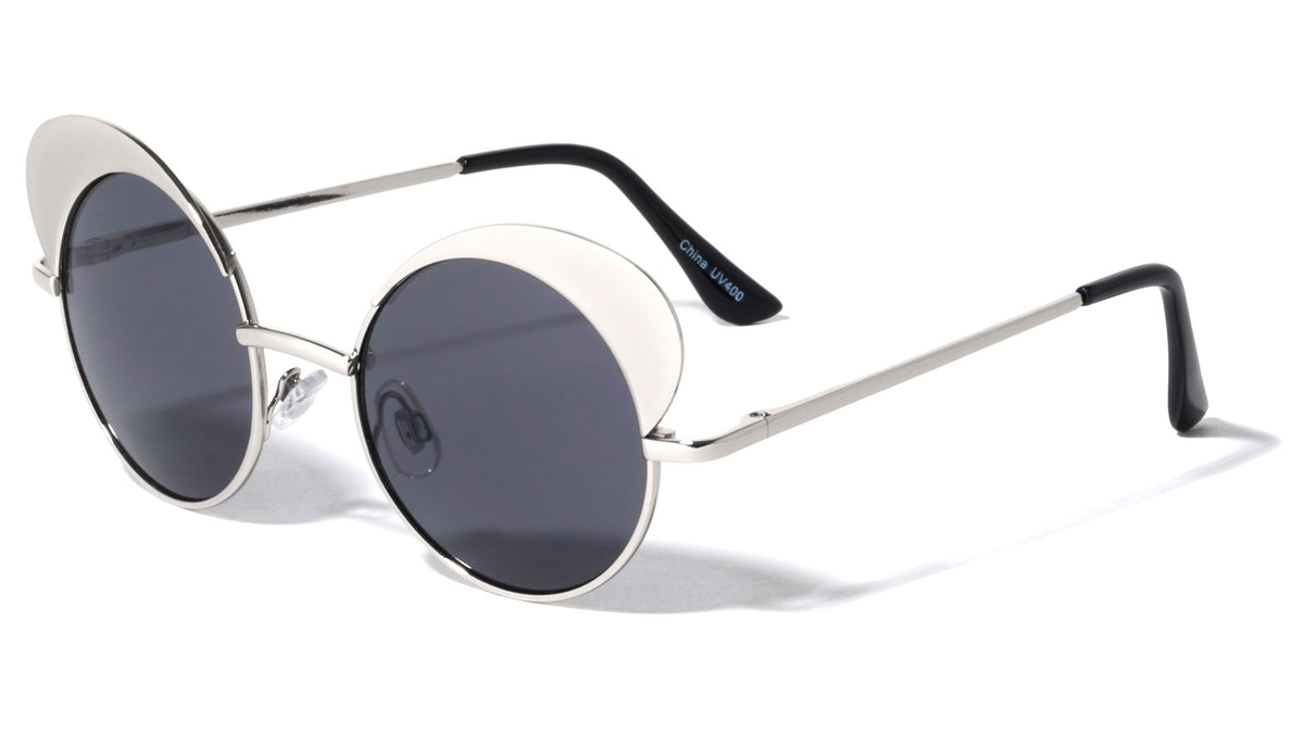 Metal Spring Hinge Retro Round Wholesale Sunglasses