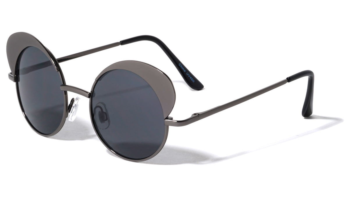 Metal Spring Hinge Retro Round Wholesale Sunglasses