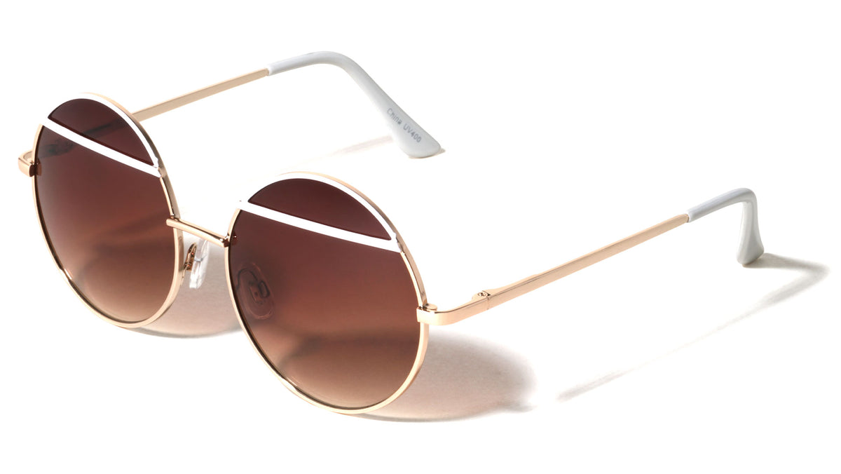 Metal Round Color Accent Bar Wholesale Sunglasses