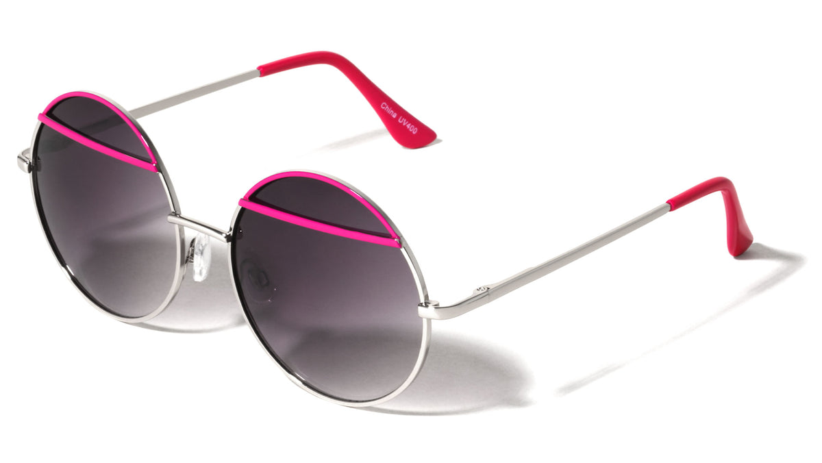 Metal Round Color Accent Bar Wholesale Sunglasses