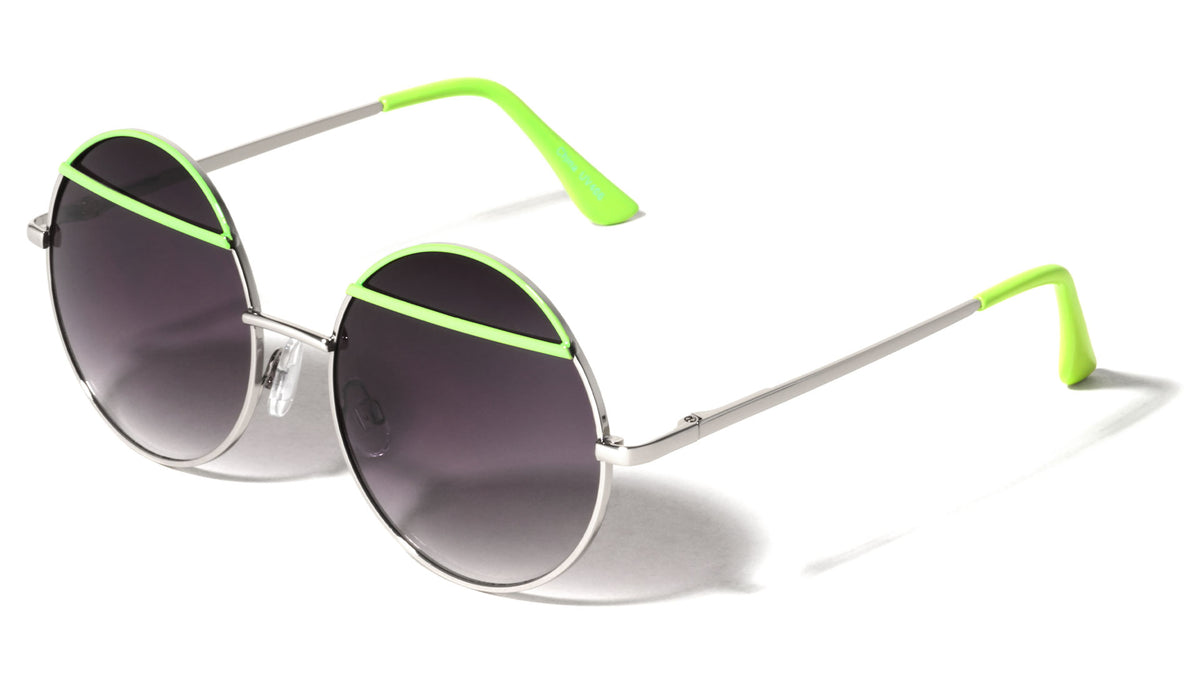 Metal Round Color Accent Bar Wholesale Sunglasses