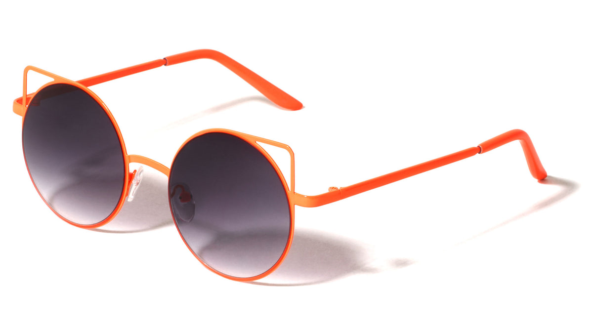 Round Neon Frame Cat Ears Wholesale Bulk Sunglasses