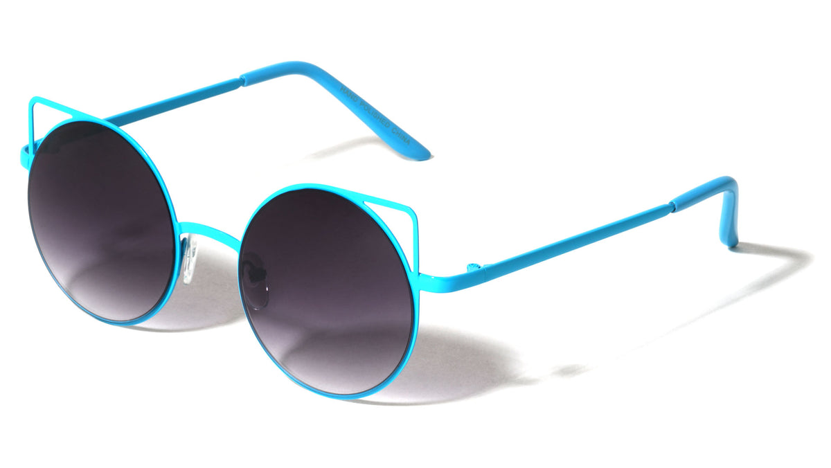Round Neon Frame Cat Ears Wholesale Bulk Sunglasses