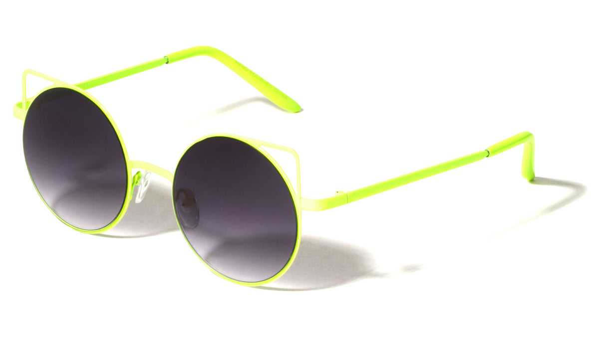 Round Neon Frame Cat Ears Wholesale Bulk Sunglasses