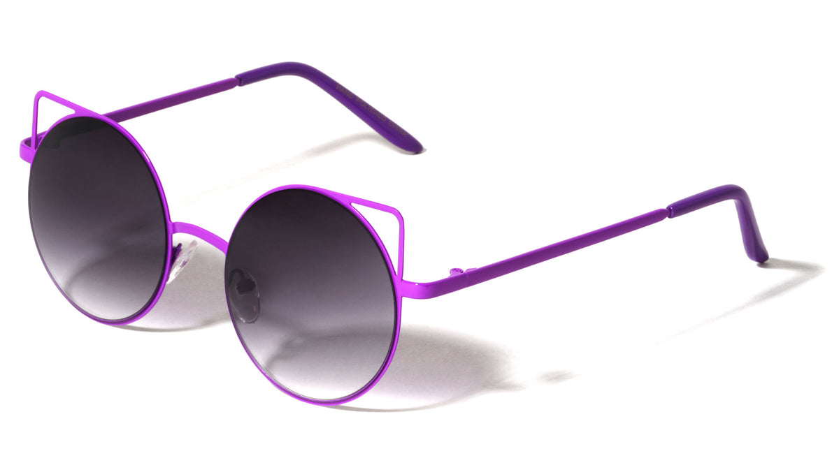 Round Neon Frame Cat Ears Wholesale Bulk Sunglasses