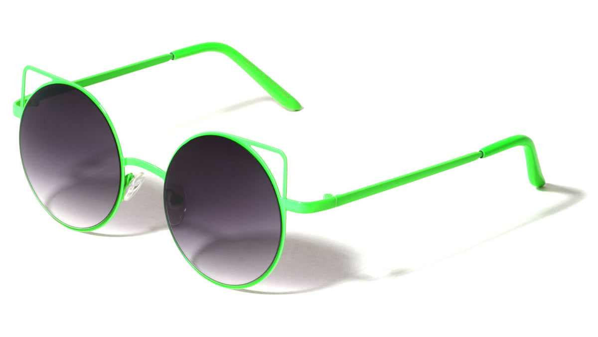 Round Neon Frame Cat Ears Wholesale Bulk Sunglasses
