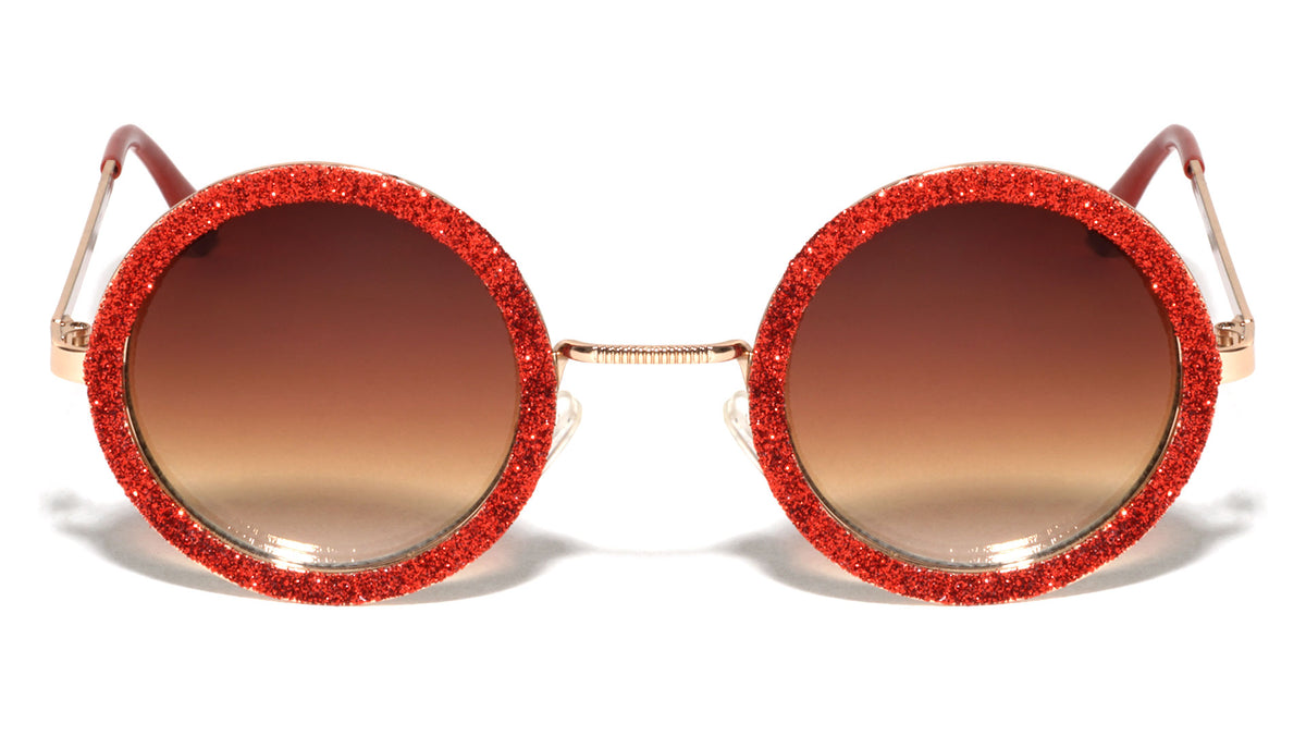 Round Glitter Rim Wholesale Bulk Sunglasses