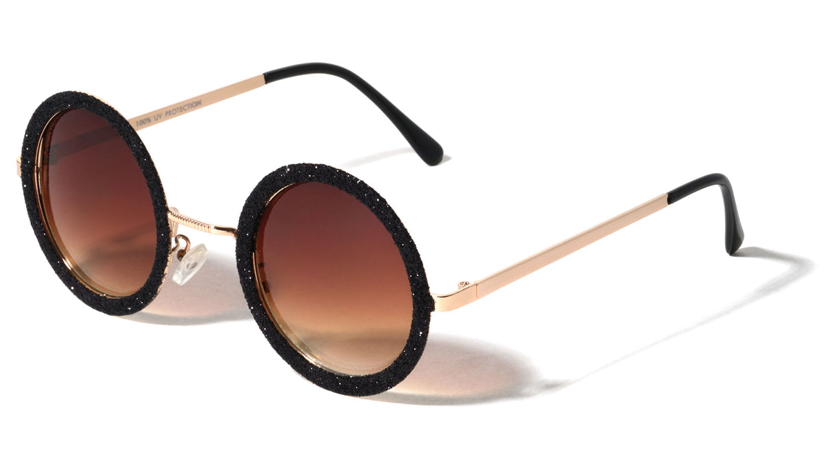Round Glitter Rim Wholesale Bulk Sunglasses