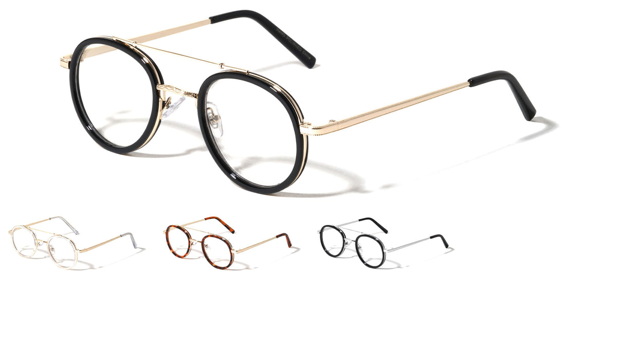 Rounded Aviators Clear Lens Wholesale Bulk Glasses