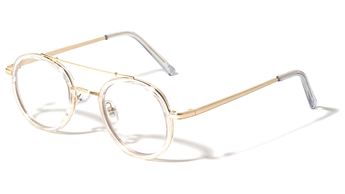 Rounded Aviators Clear Lens Wholesale Bulk Glasses