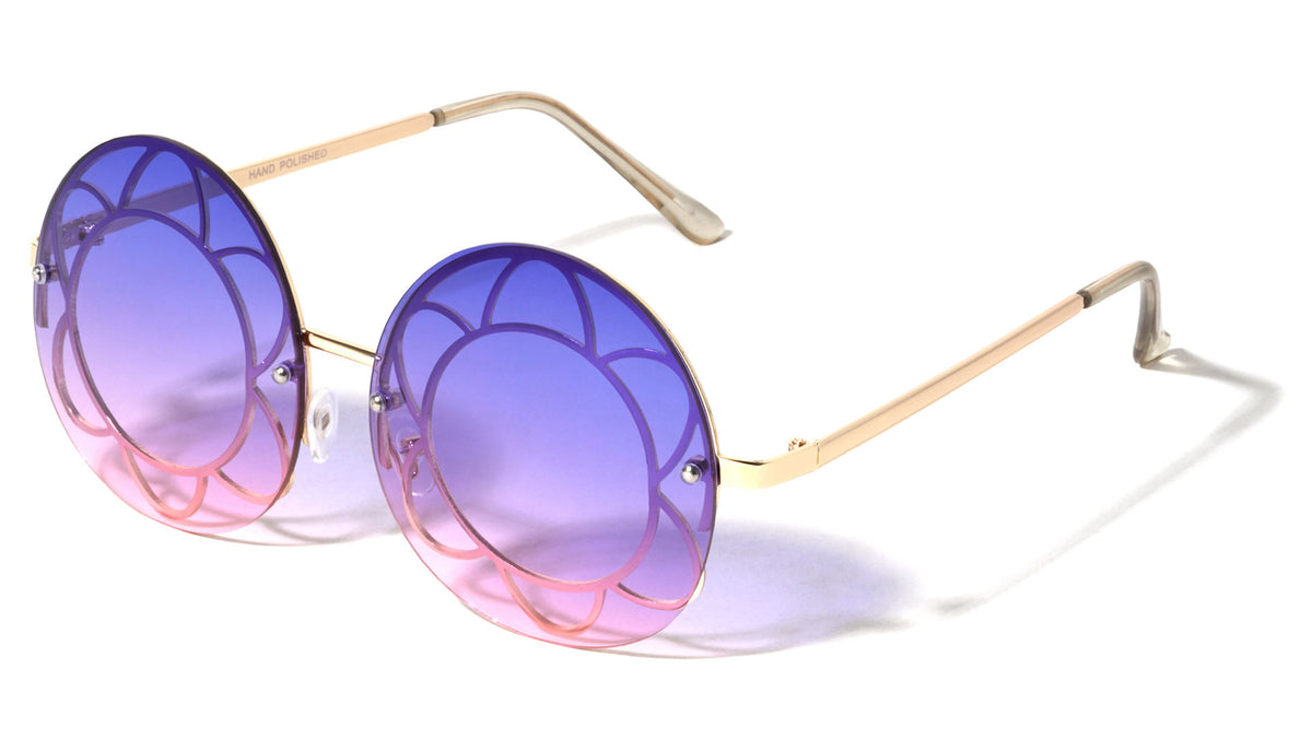 Rimless Round Oceanic Color Wholesale Sunglasses