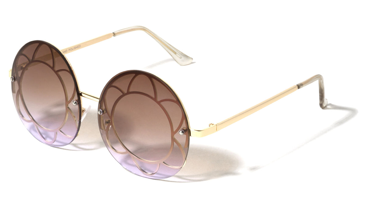 Rimless Round Oceanic Color Wholesale Sunglasses