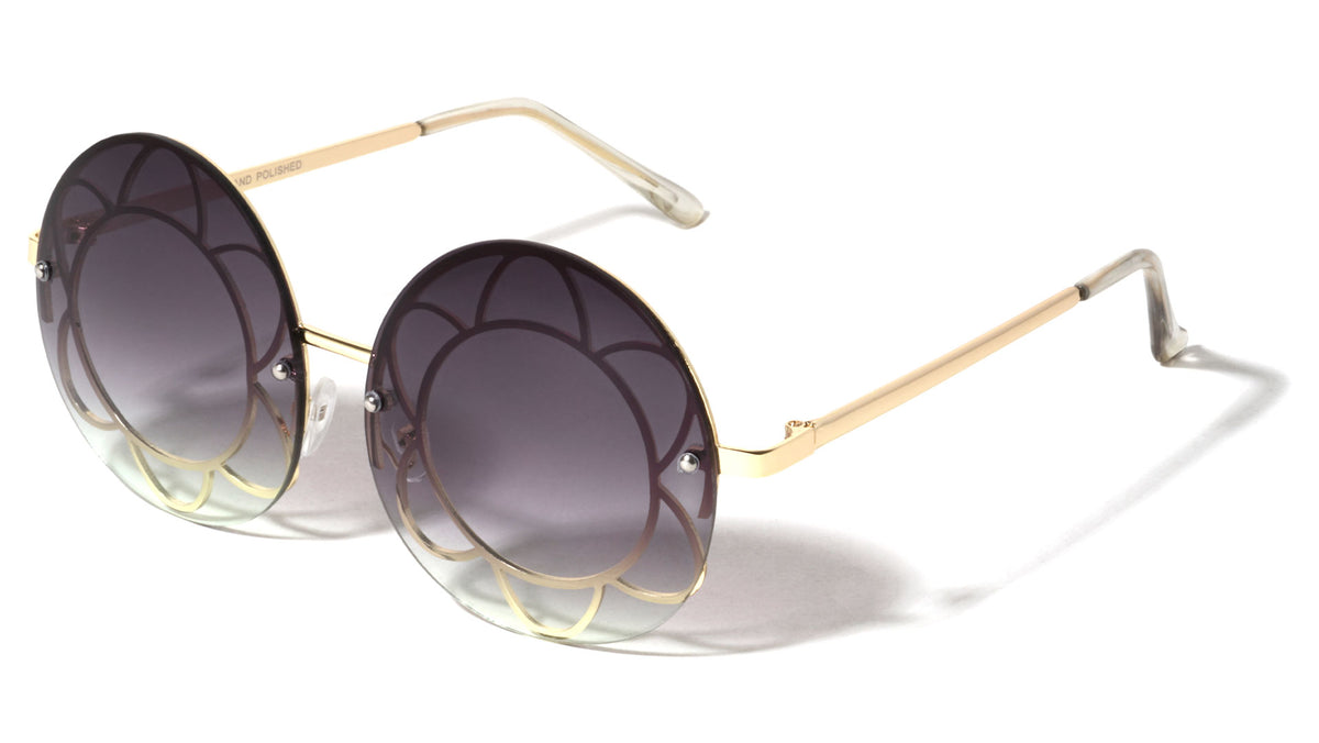 Rimless Round Oceanic Color Wholesale Sunglasses