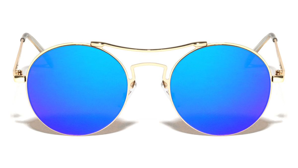 Rimless Round Flat Color Mirror Wholesale Bulk Sunglasses