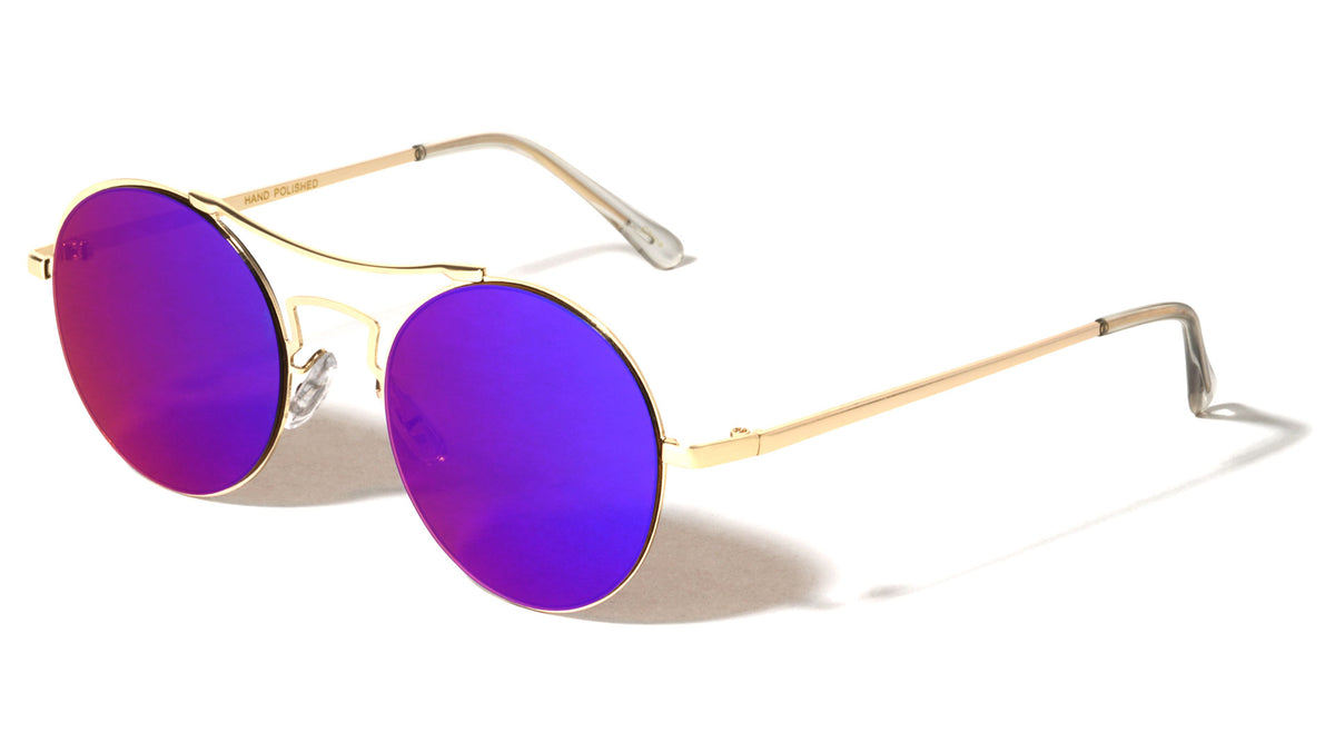 Rimless Round Flat Color Mirror Wholesale Bulk Sunglasses