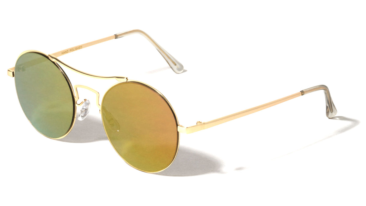 Rimless Round Flat Color Mirror Wholesale Bulk Sunglasses