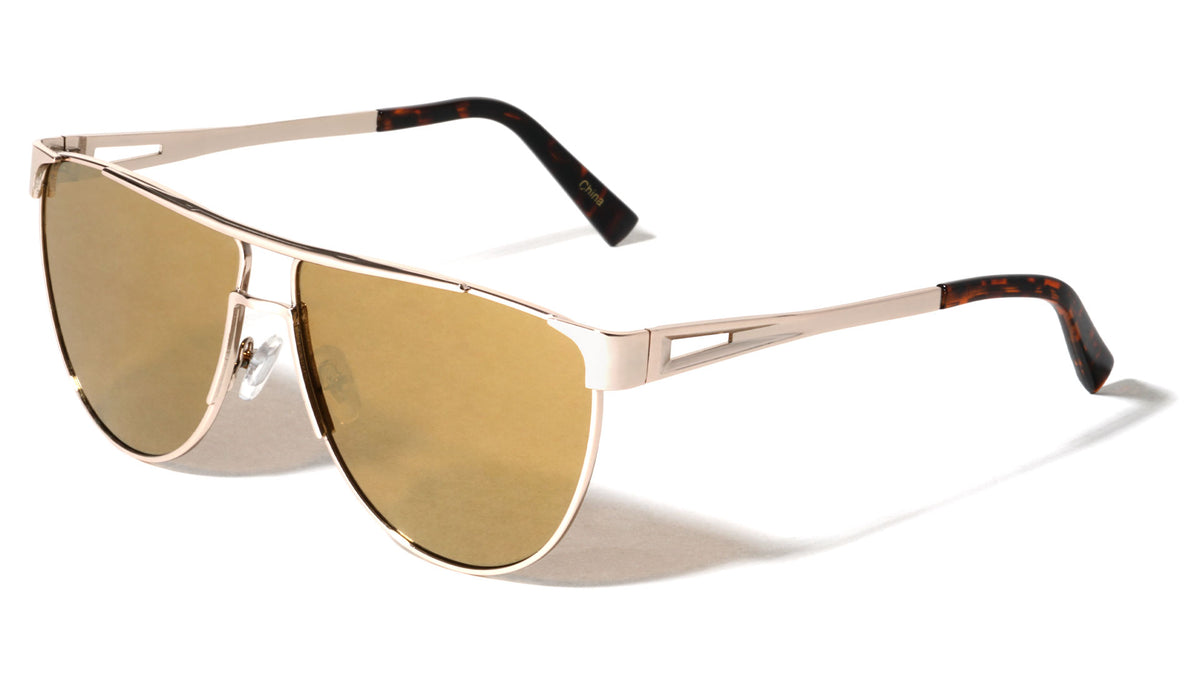 Flat Top Color Mirror Aviators Wholesale Bulk Sunglasses