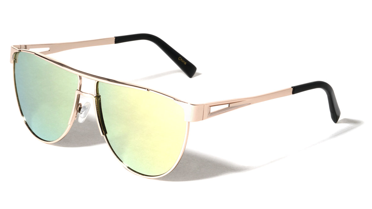 Flat Top Color Mirror Aviators Wholesale Bulk Sunglasses