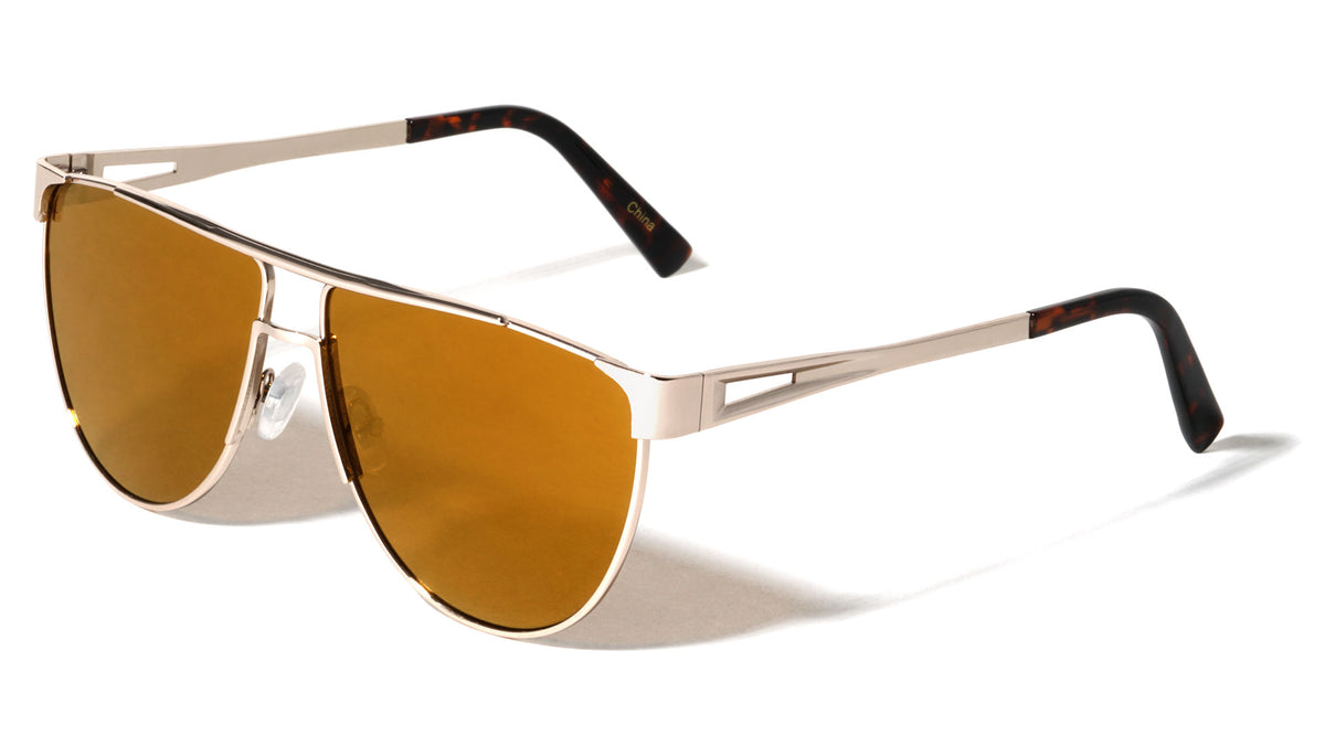 Flat Top Color Mirror Aviators Wholesale Bulk Sunglasses