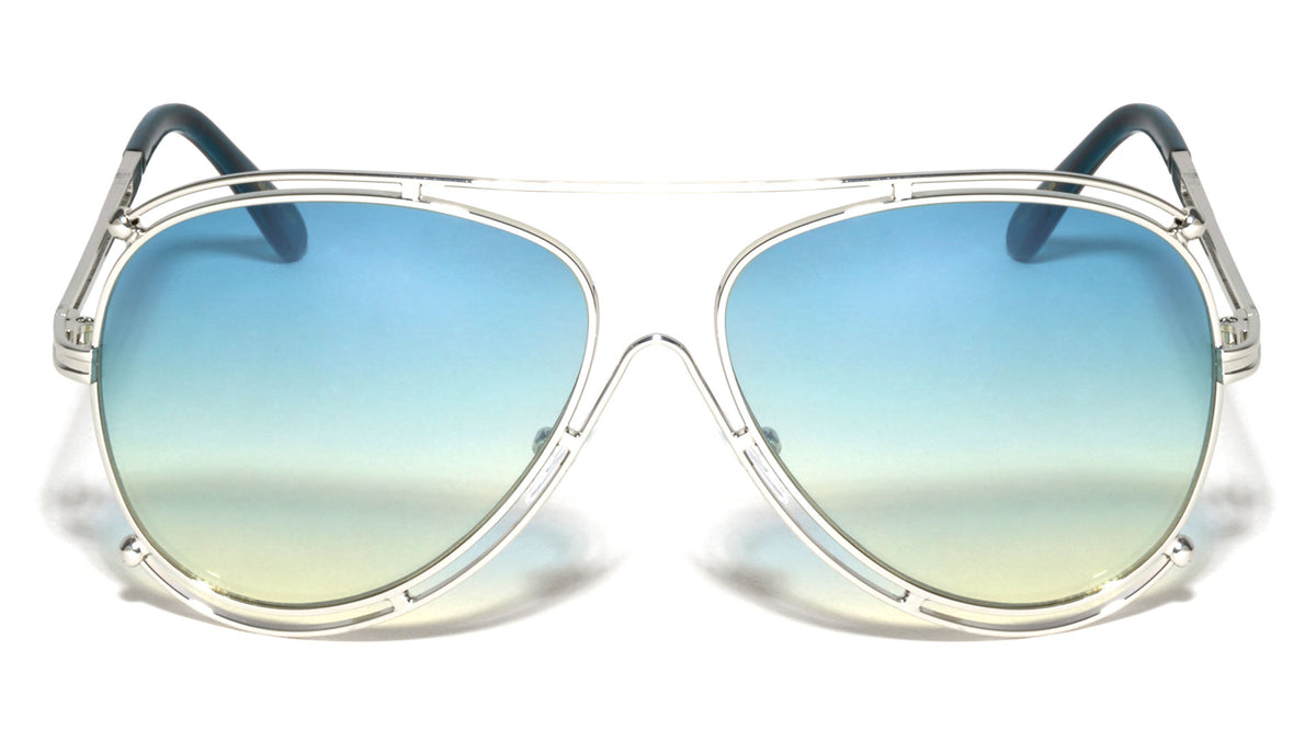 Accent Outline Oceanic Color Aviators Wholesale Sunglasses