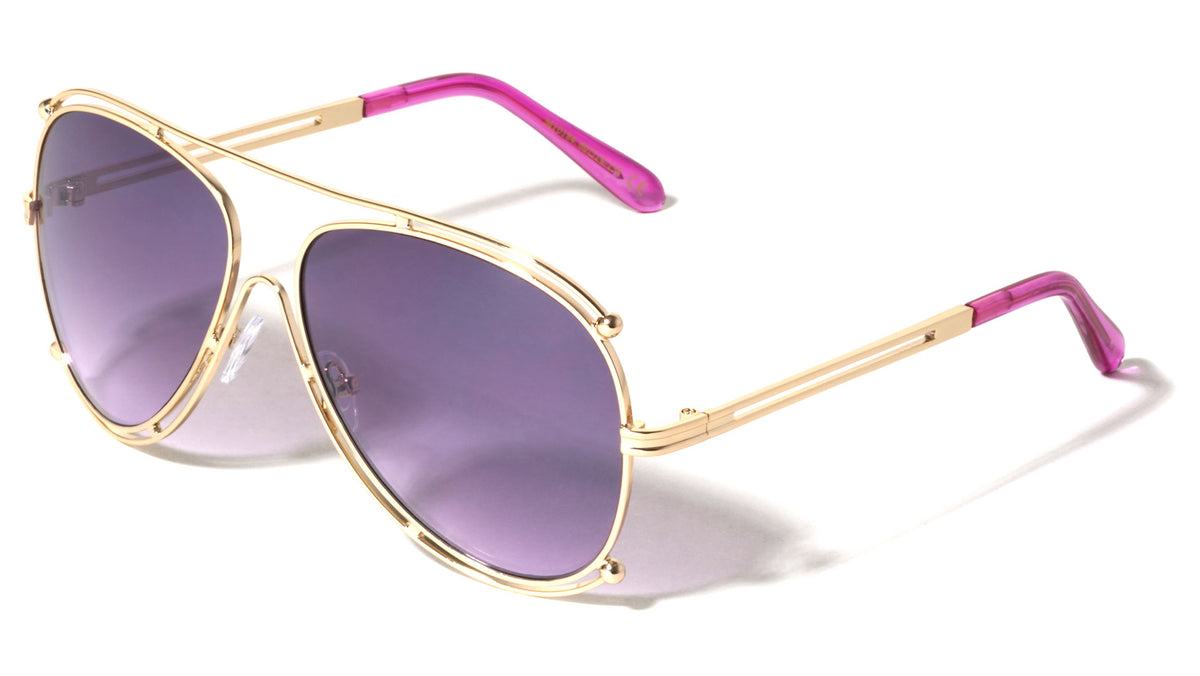 Accent Outline Oceanic Color Aviators Wholesale Sunglasses