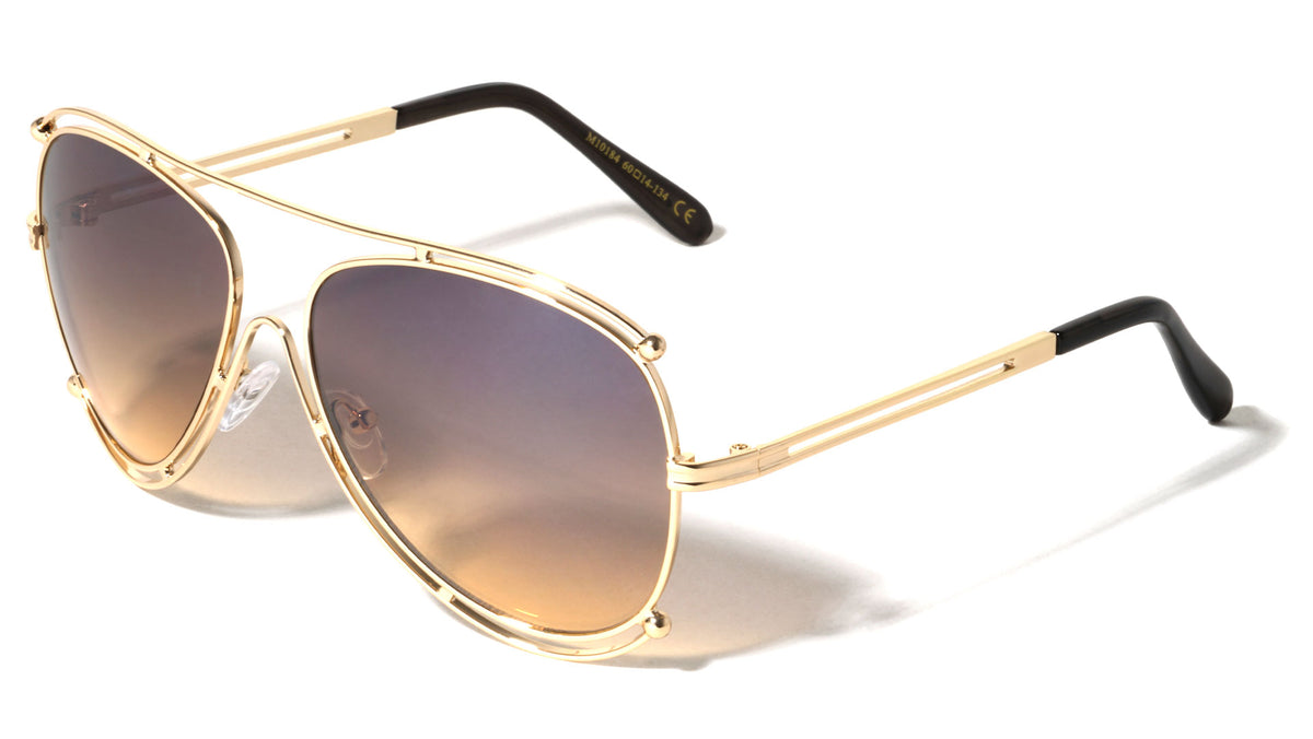 Accent Outline Oceanic Color Aviators Wholesale Sunglasses