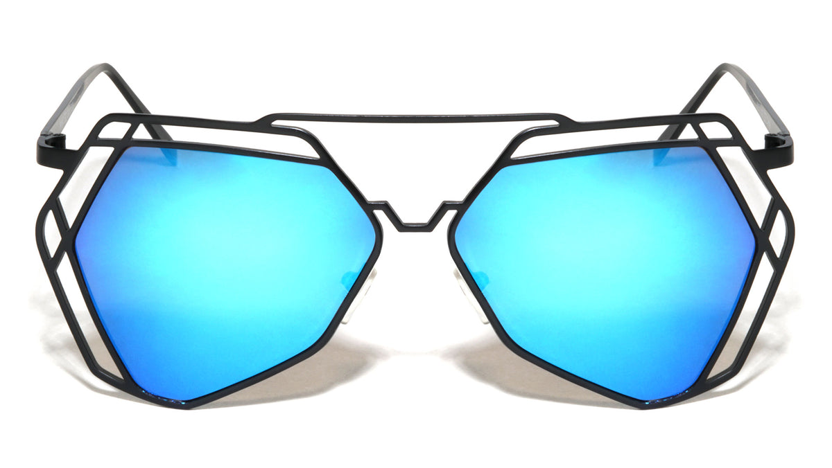 Angled Accent Color Mirror Aviators Wholesale Bulk Sunglasses