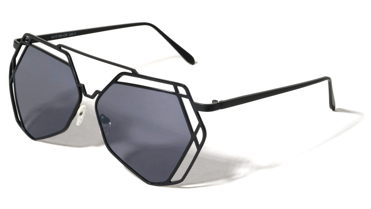 Angled Accent Color Mirror Aviators Wholesale Bulk Sunglasses