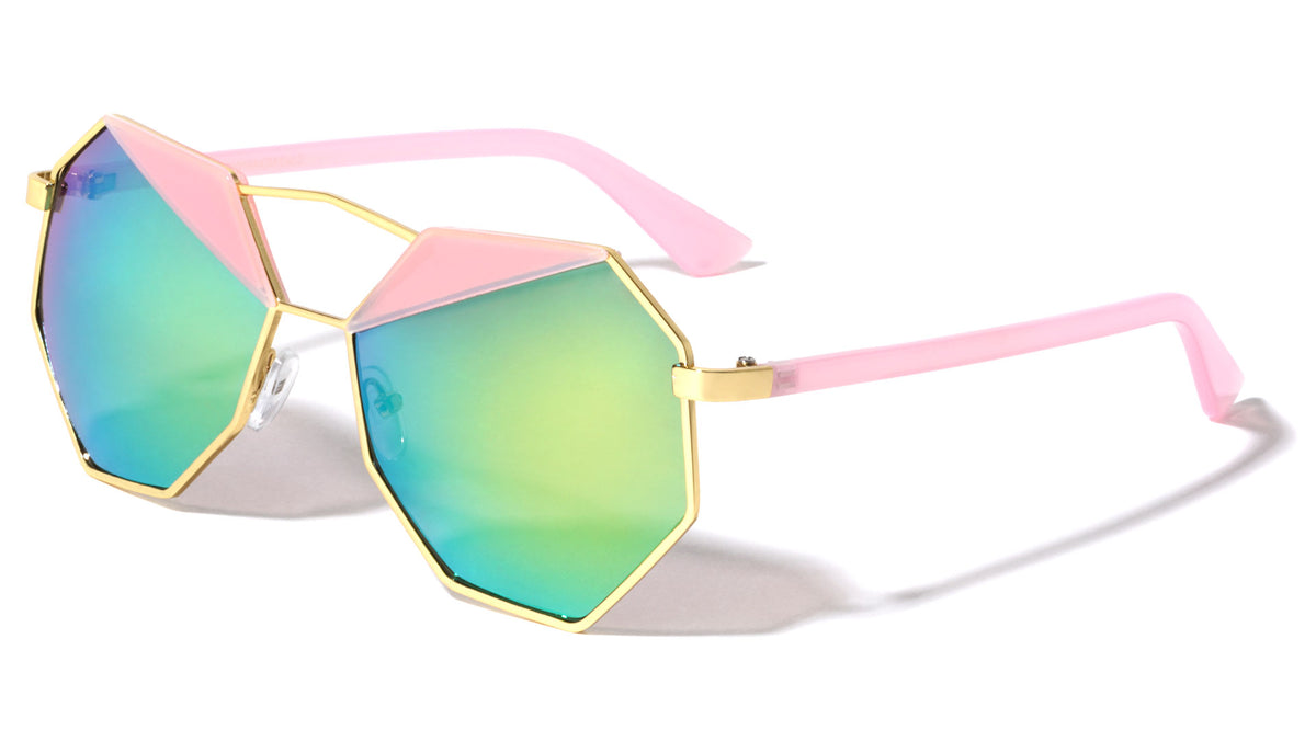 Octagon Color Mirror Fashion Wholesale Sunglasses