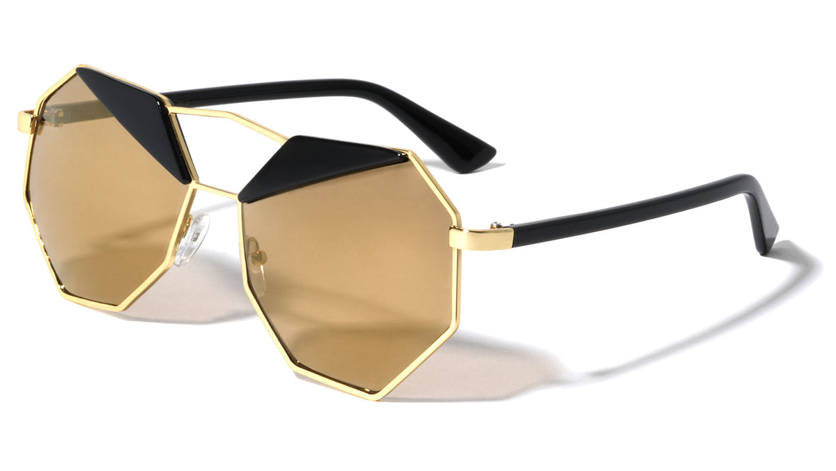 Octagon Color Mirror Fashion Wholesale Sunglasses