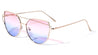 Double Bar Oceanic Color Flat Lens Cat Eye Wholesale Sunglasses