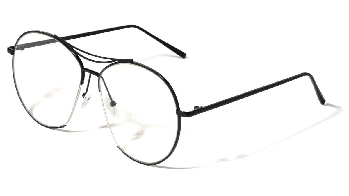 Rounded Aviators Clear Lens Wholesale Bulk Glasses