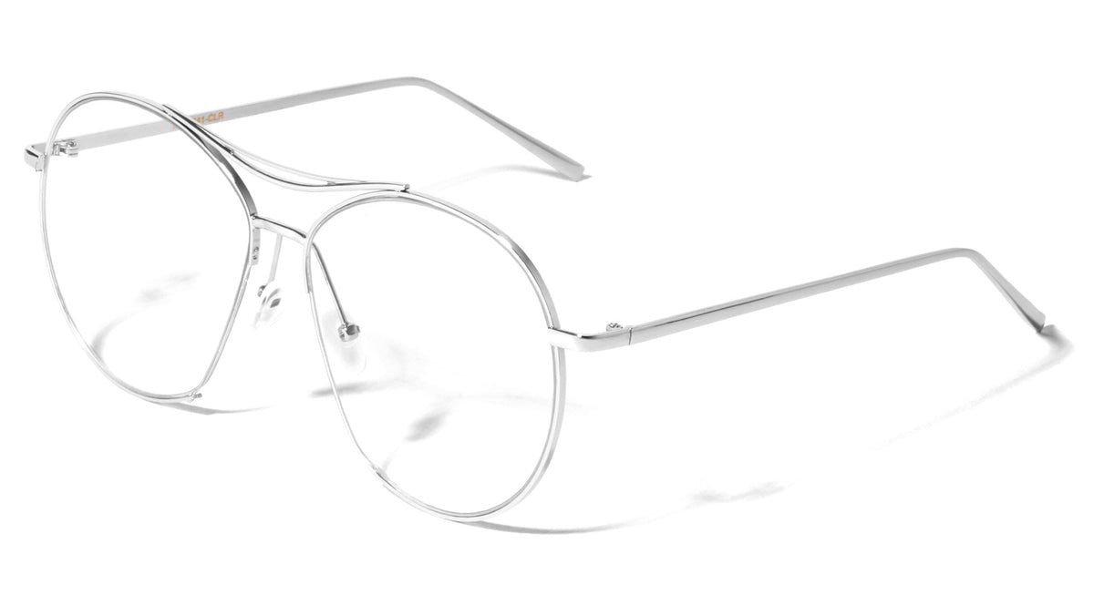 Rounded Aviators Clear Lens Wholesale Bulk Glasses