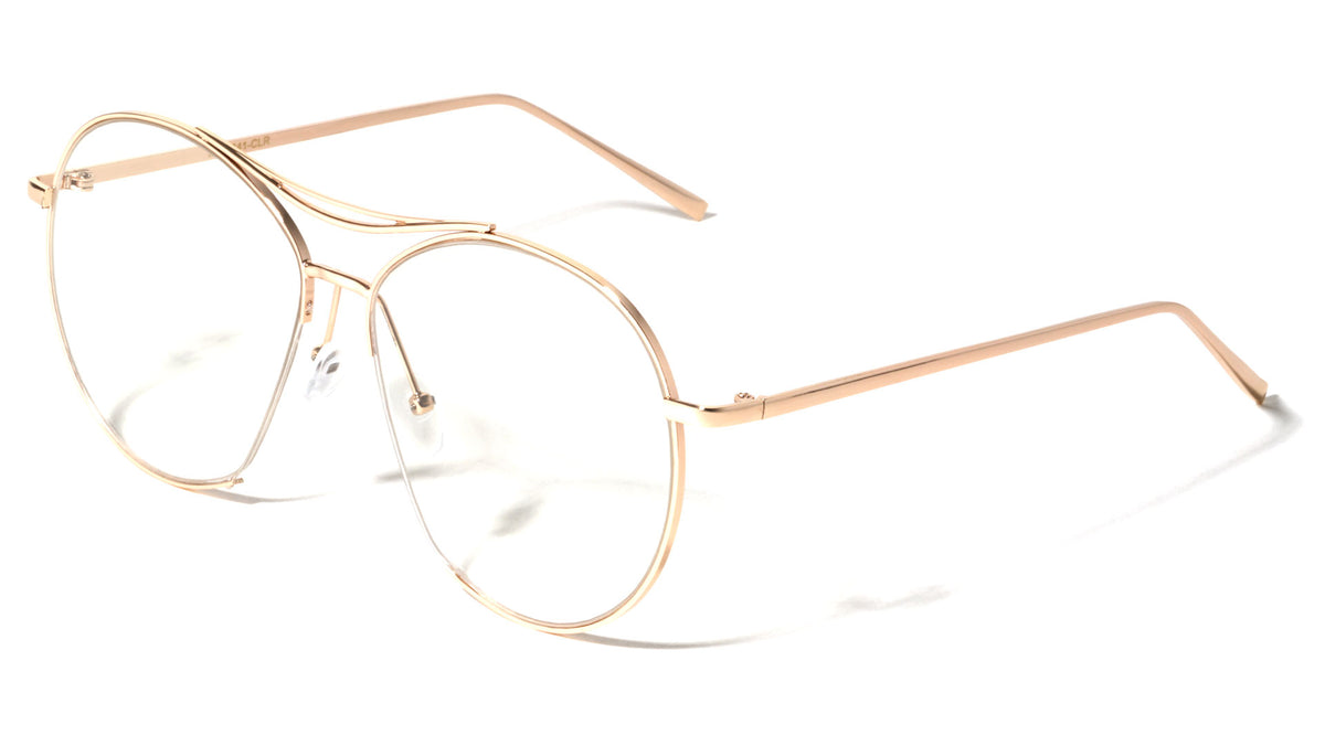 Rounded Aviators Clear Lens Wholesale Bulk Glasses