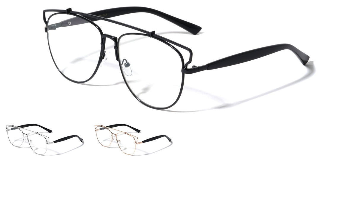 Top Bar Retro Clear Lens Wholesale Bulk Glasses