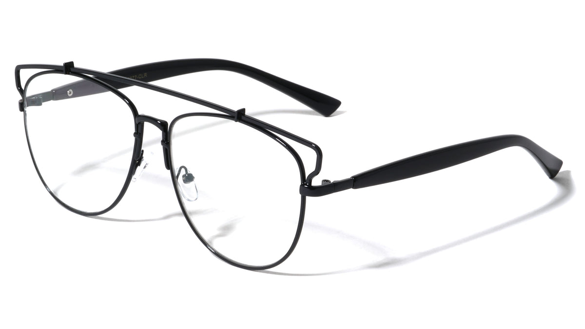 Top Bar Retro Clear Lens Wholesale Bulk Glasses