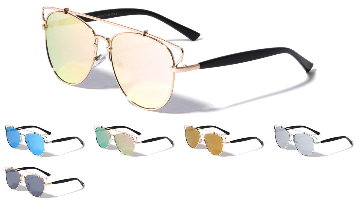 Retro Top Bar Color Mirror Wholesale Bulk Sunglasses