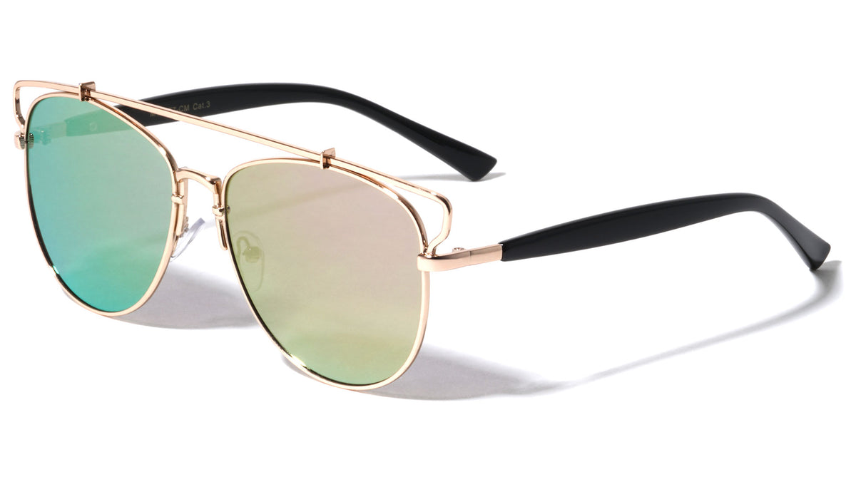 Retro Top Bar Color Mirror Wholesale Bulk Sunglasses