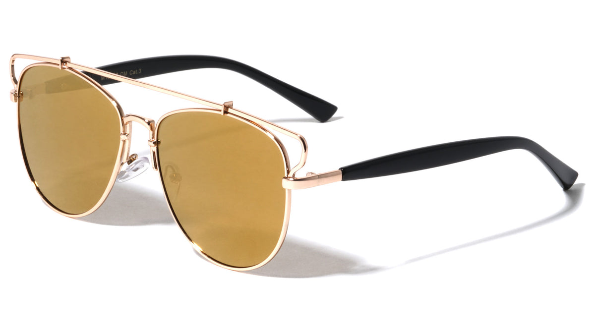 Retro Top Bar Color Mirror Wholesale Bulk Sunglasses